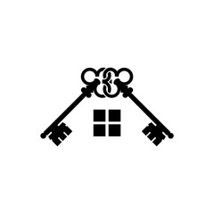 House key illustration logo design isolated on white background