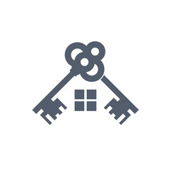 House key illustration logo design isolated on white background