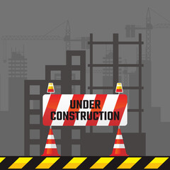 Site under construction illustration design with awareness barrier.
