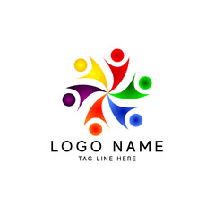 Crowd People Connection Relationship Community Logo Design Inspiration