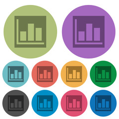 Bar graph statistics solid color darker flat icons