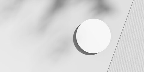 Podium for products on minimal white background. environmental care.