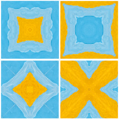 set of blue yellow plasticine seamless pattern texture tile background