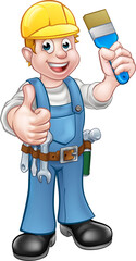 Painter Decorator Holding Paintbrush