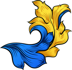 Scroll Filigree Floral Pattern Heraldry Design