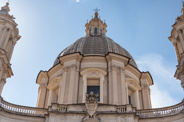 Fototapeta na wymiar Sant'Agnese in Agone (Sant'Agnese in Piazza Navona) is a 17th-century Baroque church in Rome, Italy. It faces onto the Piazza Navona