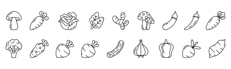 Vegetable and Salad line art icon set design template vector illustration