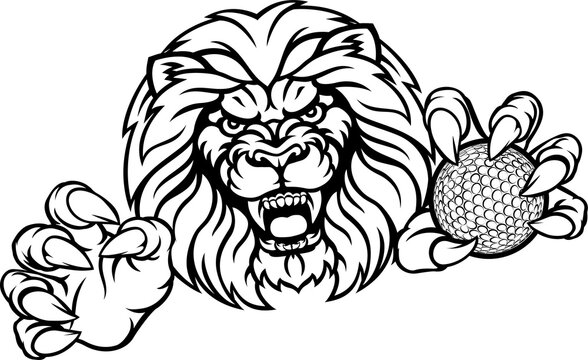 Lion Golf Ball Sports Mascot