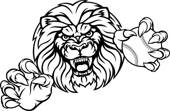 Lion Baseball Ball Sports Mascot