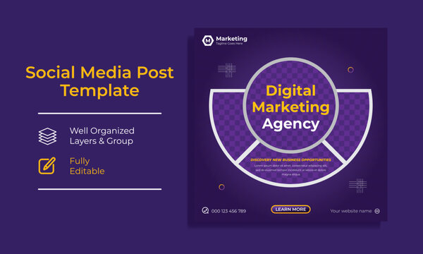 Corporate Digital Marketing Training Course Social Media post template vector premium 