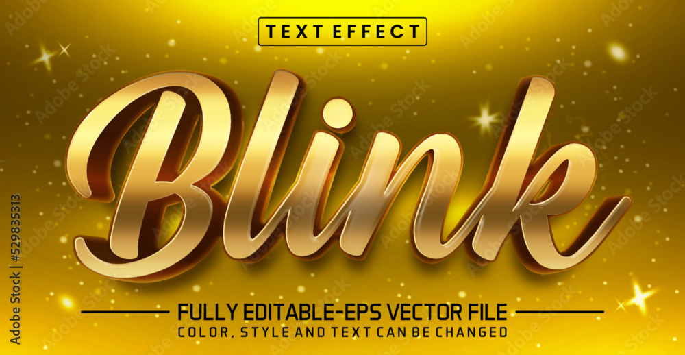 Poster blink golden text effect, shiny style editable text effect