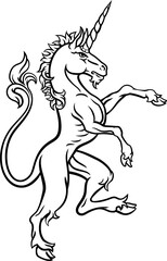 Heraldic Style Unicorn Drawing