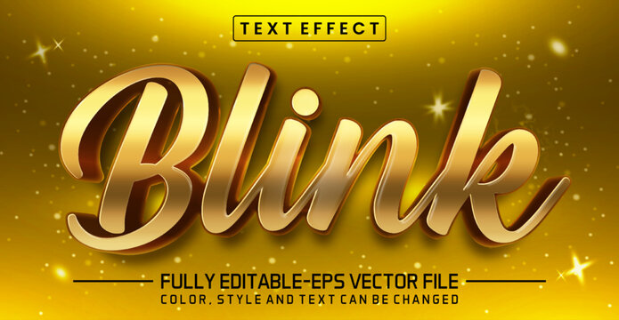 Blink golden text effect, shiny style editable text effect