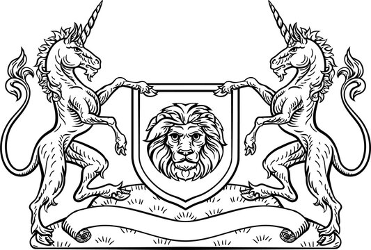 recommend clip art: Knight Crest Unicorn Shield Heraldic Emblem