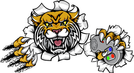 Obraz premium Wildcat Gamer Bobcat Esports Mascot