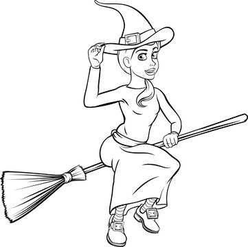 recommend clip art: Cartoon Witch Flying on her Broomstick