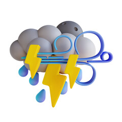 3D illustration stormy rain lightning