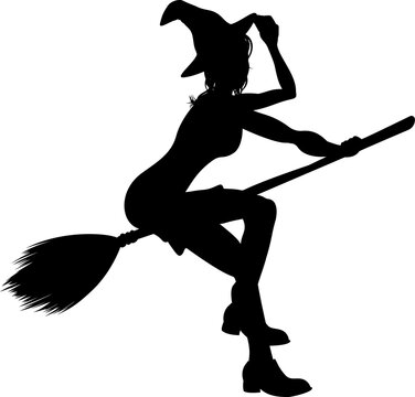 recommend clip art: Witch Flying On Broomstick Halloween Silhouette