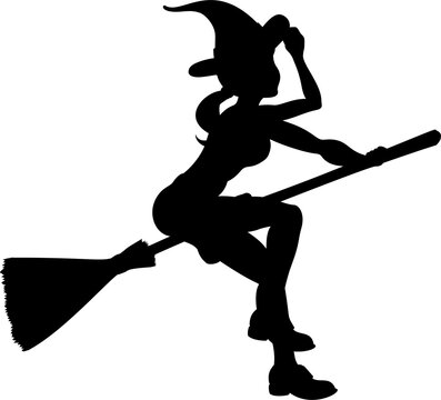 recommend clip art: Silhouette Halloween Witch Flying On Broomstick