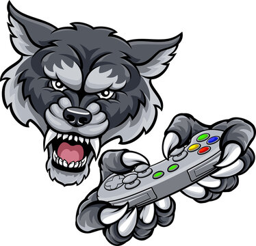 Wolf Player Gamer Mascot