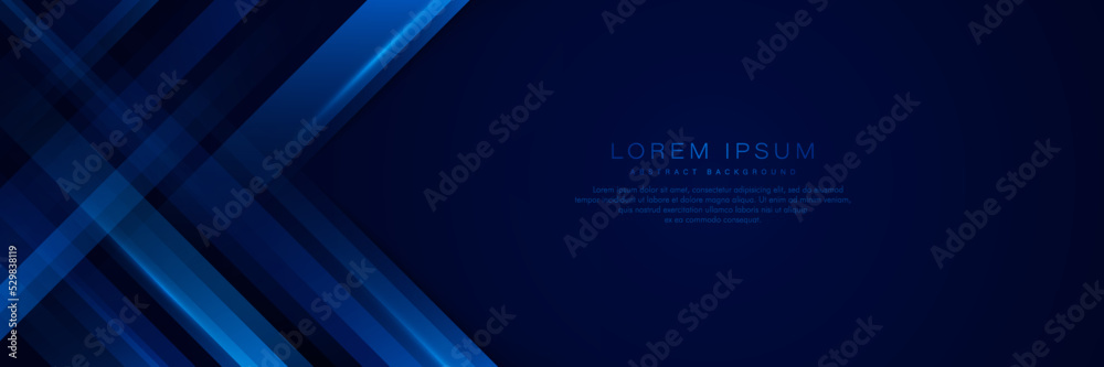 Wall mural abstract blue horizontal banner background with geometric diagonal overlay layer. modern geometric d