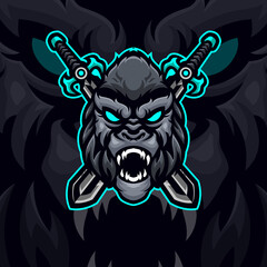 Gorilla Lions masscot logo esport premium vector