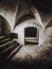 Gothic wine cellar black and white