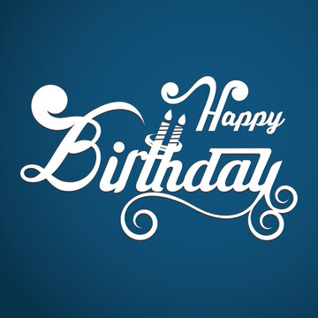  Happy birthday typography poster with handwritten calligraphy text and vintage art for posters and greeting cards on a gradient background.Vector format