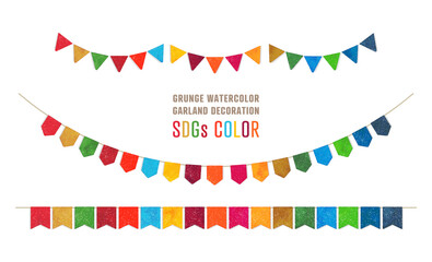 Grunge watercolor garland decoration (SDGs color)