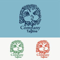 Minimalistic monoline owl logo