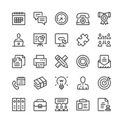 Office line icons. Outline symbols. Vector line icons set