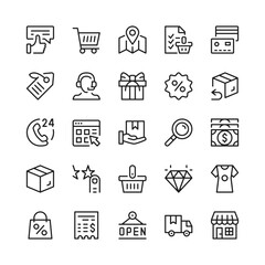 Ecommerce line icons. Outline symbols. Vector line icons set
