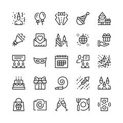Party line icons. Outline symbols. Vector line icons set