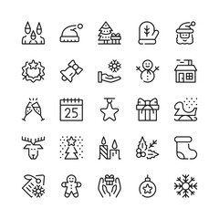 Christmas line icons. Outline symbols. Vector line icons set
