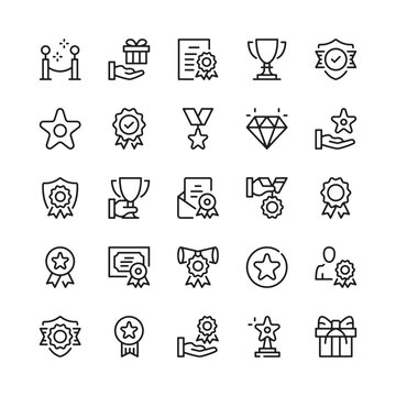Awards line icons. Outline symbols. Vector line icons set