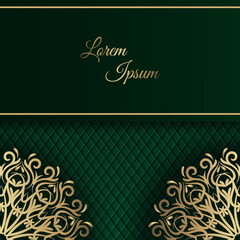 green background, with gold mandala decoration