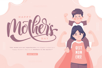 happy mother's day wishes and lettering vector background