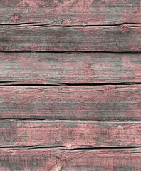 Old wood texture background with peeled red paint