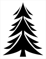 Obraz premium Christmas tree illustration. Black and white, monochrome Christmas tree decorative, stylized illustration. 