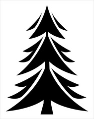 Obraz premium Christmas tree illustration. Black and white, monochrome Christmas tree decorative, stylized illustration. 