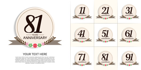 set of anniversary with vintage theme can be use for celebration moment