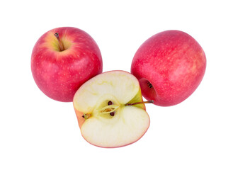 Top view of pink lady apples isolated on white background