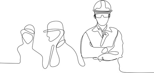 construction manager and engineer working on building site. Vector illustration