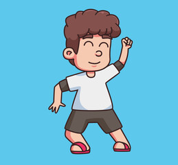 children greeting cartoon. Isolated cartoon person illustration. Flat Style Sticker element vector