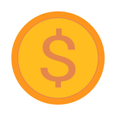 Flat design dollar coin icon. Currency. Cash. Vector.