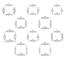 Frame border ornament. Calligraphic text divider, border, separator decor design. Antique vintage victorian elegant decoration element. Filigree frame ornament line. Hand drawn vector illustration