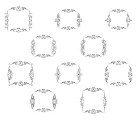 Frame border ornament. Calligraphic text divider, border, separator decor design. Antique vintage victorian elegant decoration element. Filigree frame ornament line. Hand drawn vector illustration