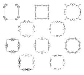 Frame border ornament. Calligraphic text divider, border, separator decor design. Antique vintage victorian elegant decoration element. Filigree frame ornament line. Hand drawn vector illustration