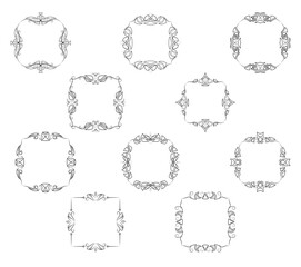 Frame border ornament. Calligraphic text divider, border, separator decor design. Antique vintage victorian elegant decoration element. Filigree frame ornament line. Hand drawn vector illustration