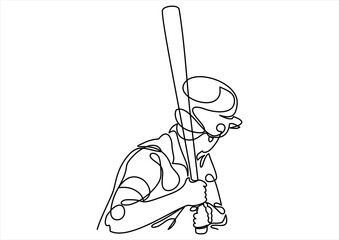 Baseball player- continuous line drawing